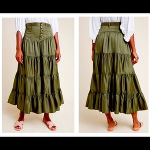 Anthropologie Lainey Tiered Full Length Skirt